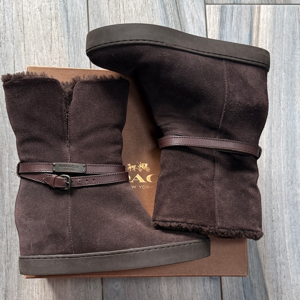 Coach Dark Brown Suede Ankle Boots